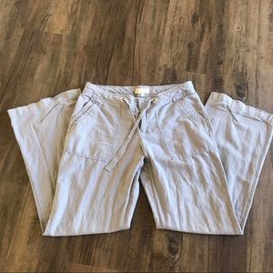 Banana Republic Light Gray Linen Wide Leg Pants 8